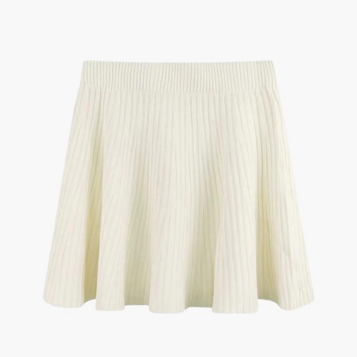 Pleated Wool Mini Skirt